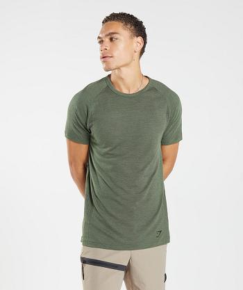 Pánské T Shirts Gymshark Retake Seamless Olivy Zelené Černé | CZ 2476XYU